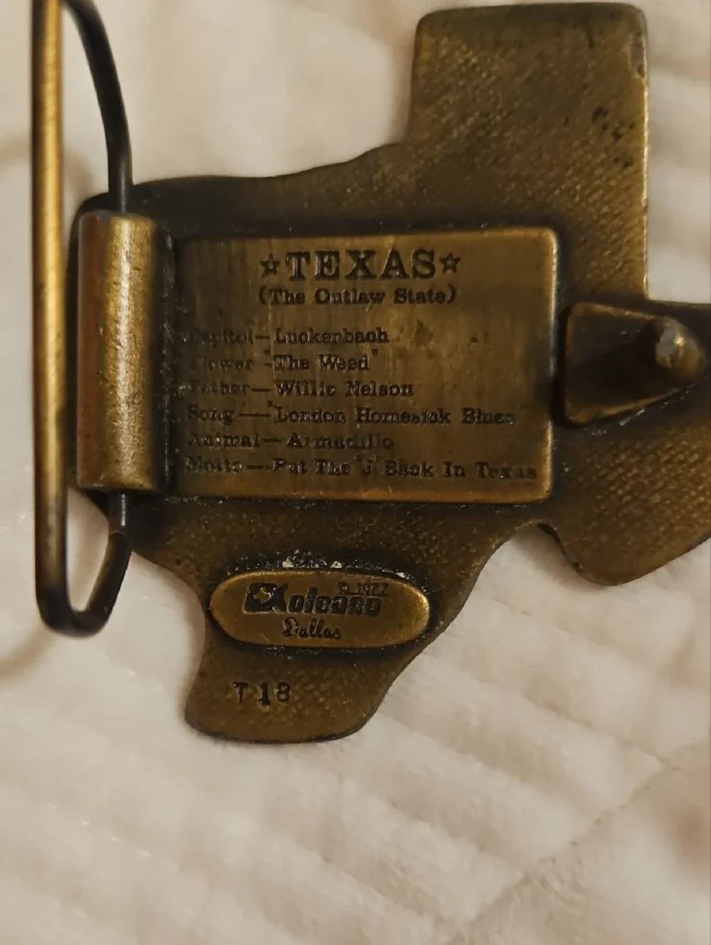 Texas State Shaped Belt Buckle - Antique Brass Tone